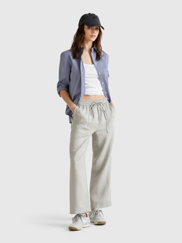 Hose aus reinem Leinen mit Gummizug Damen