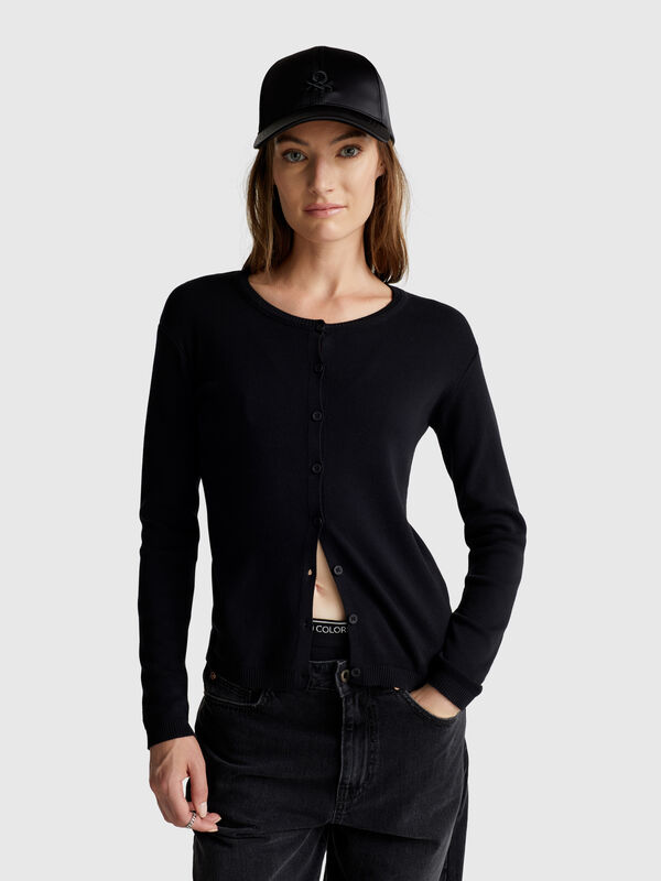 Cardigan noir 100% coton Femme