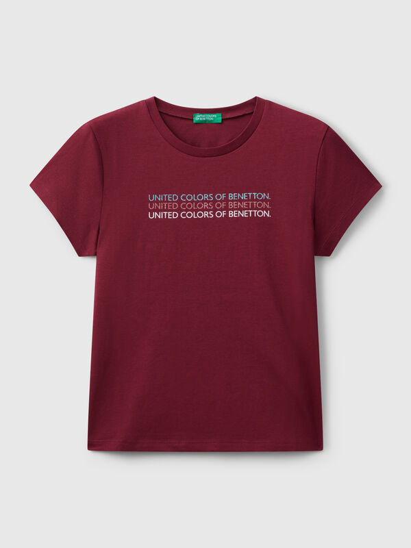 T-Shirt mit Glitzer-Logo Mädchen
