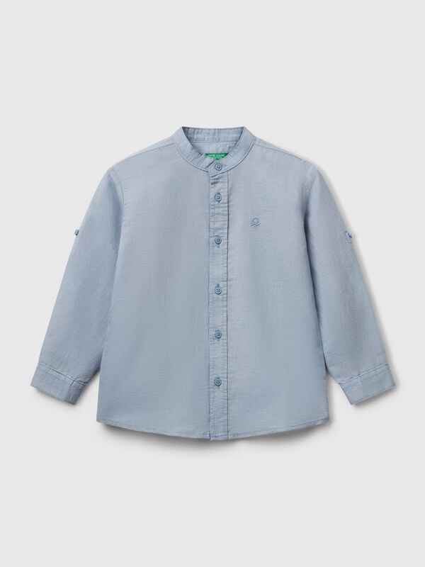 Camicia alla coreana in misto lino Bambino