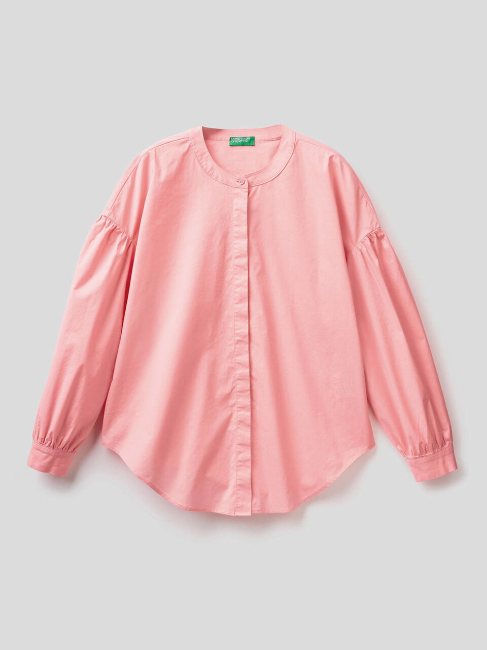 Blusa in cotone stretch con manica a palloncino image number 1