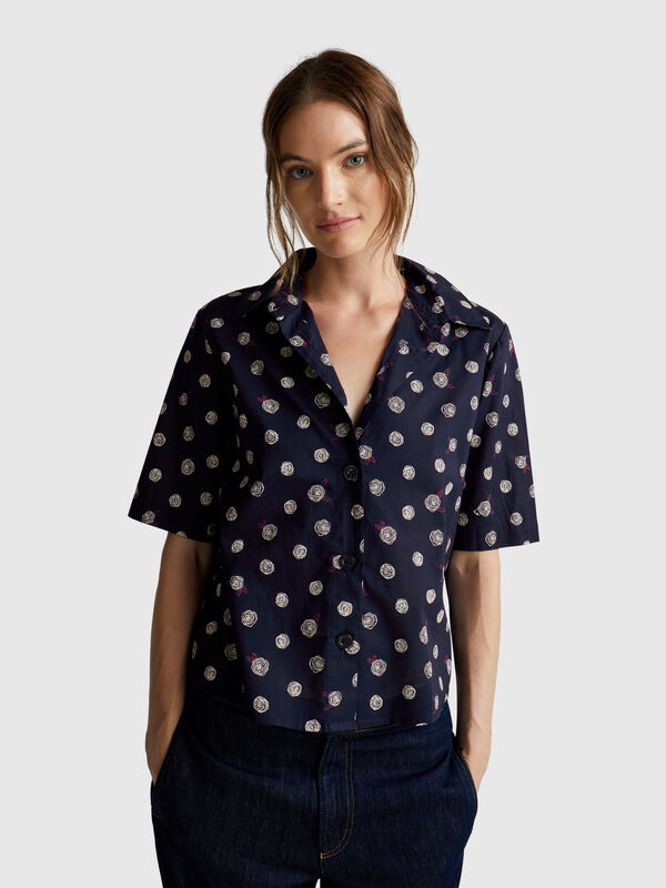 Chemise à motifs à manches courtes Femme