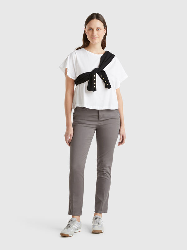 Chino slim fit in cotone grigio Donna