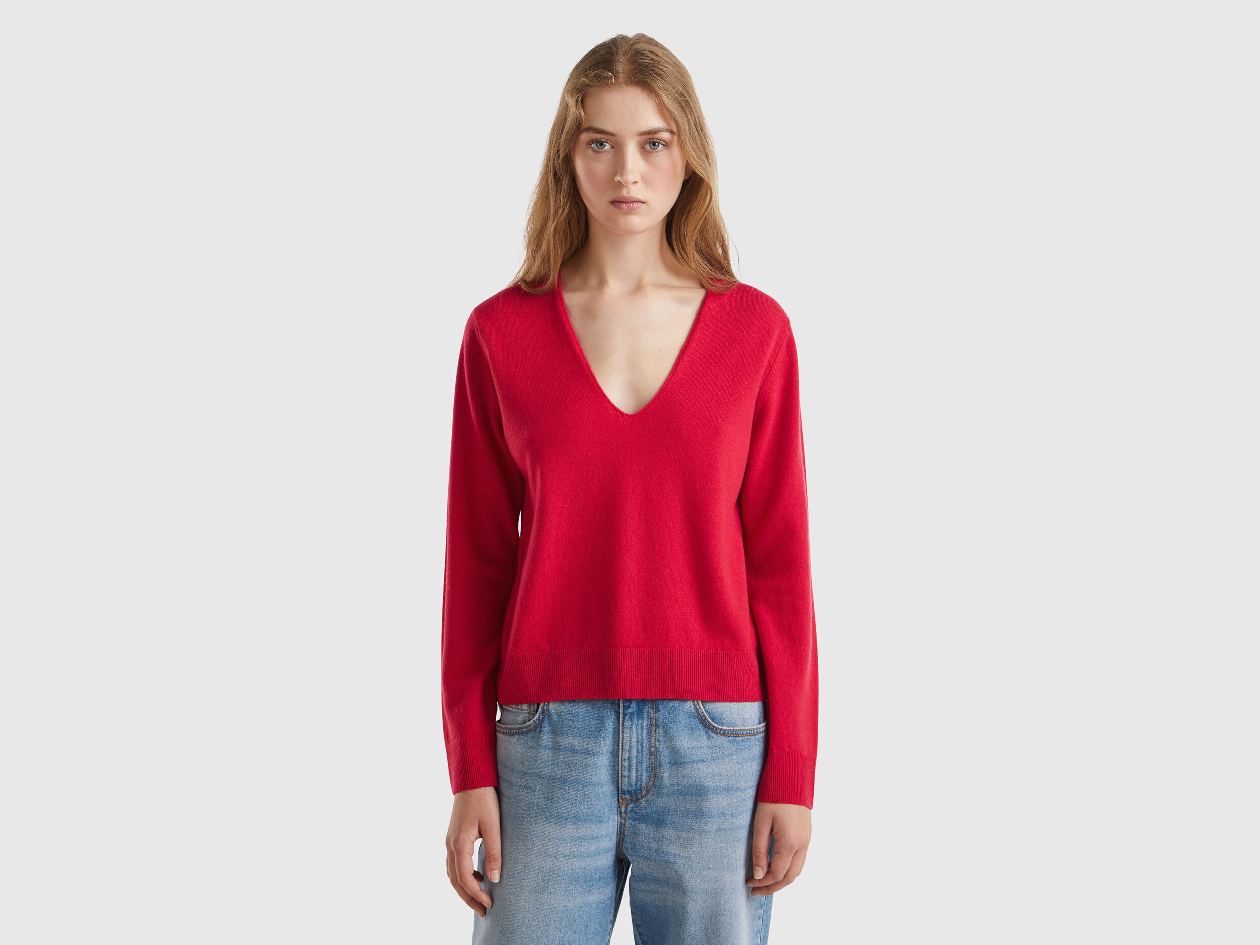 Red v neck sweater women's new arrivals
