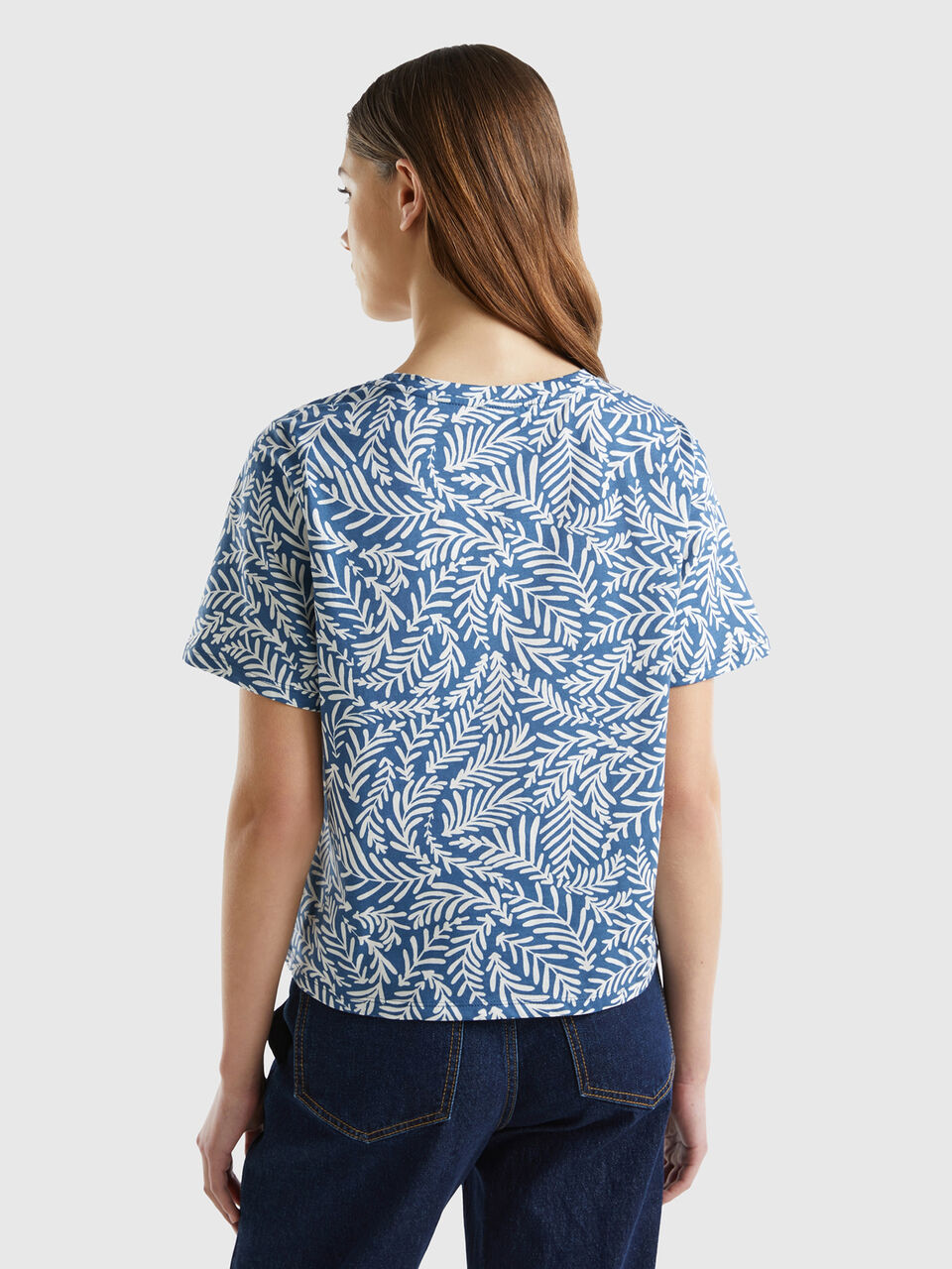 Long fiber cotton patterned t-shirt - Air Force Blue | Benetton