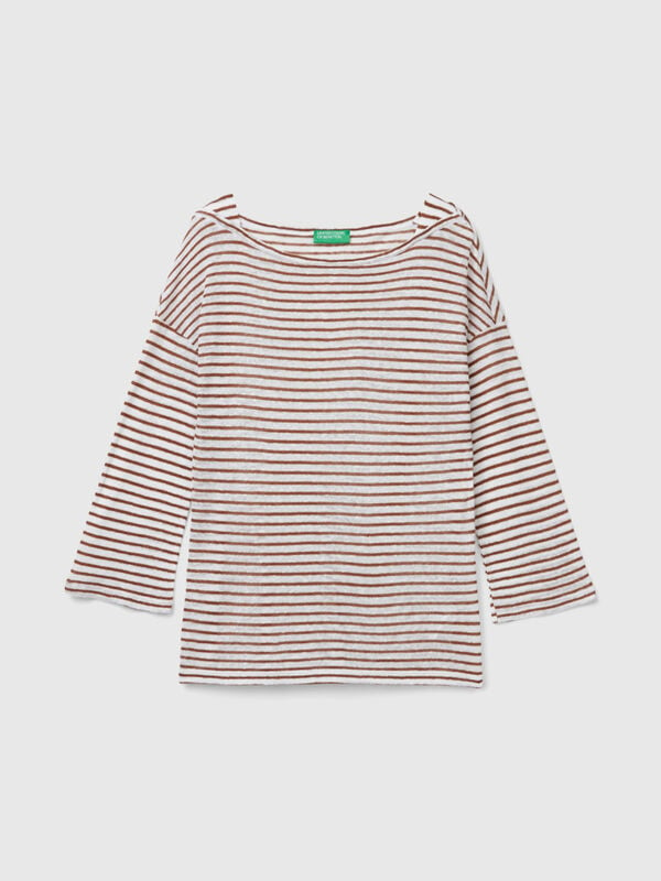 Striped t-shirt with 3/4 sleeves Women