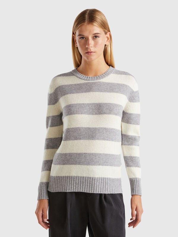Pull rayé en pure laine Shetland Femme