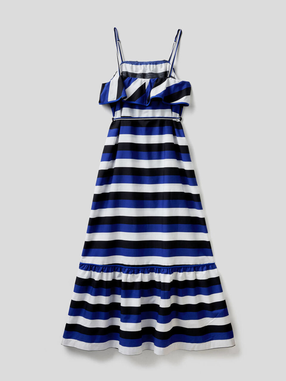 Gestreiftes Maxi-Kleid mit Volants image number 2