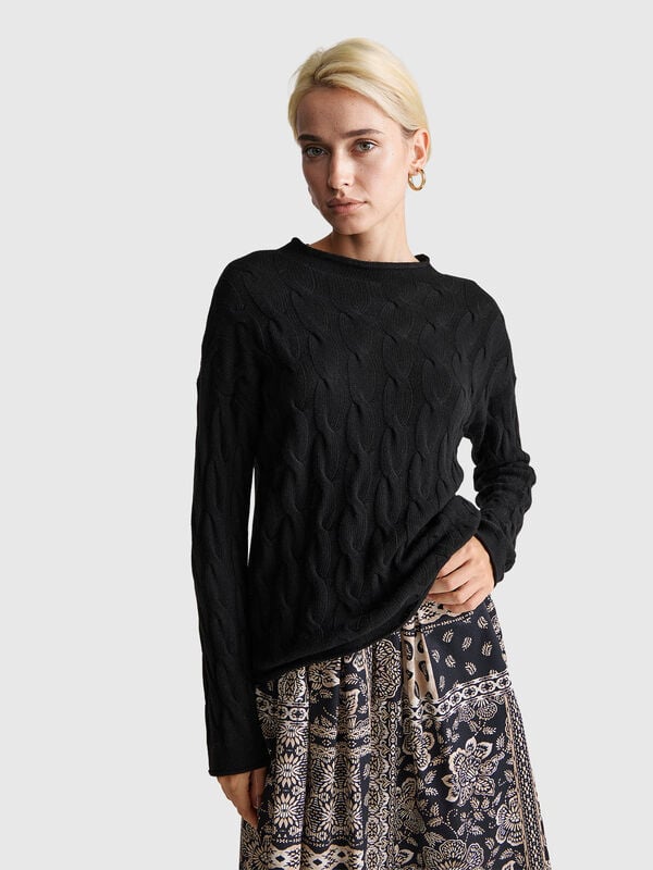 Zopfmusterpullover aus Kaschmirmischung Damen