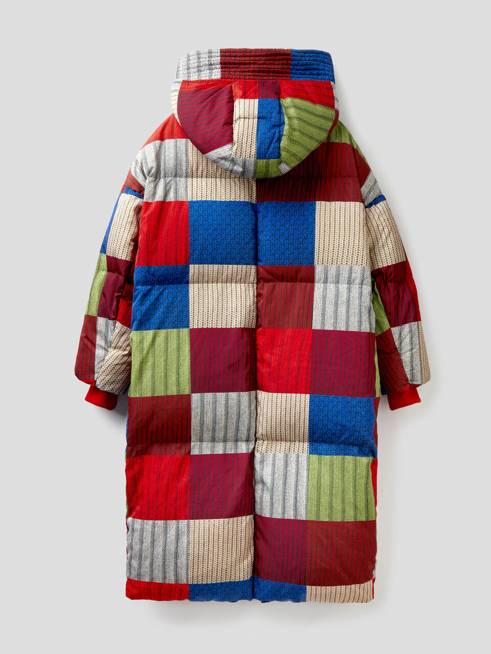 Longline printed padded jacket with hood image number 2