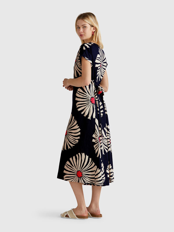 Bedrucktes Leinenkleid Damen