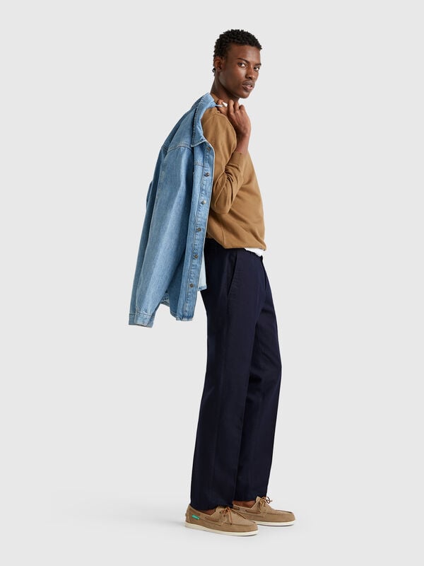 Chino slim fit in misto lino Uomo