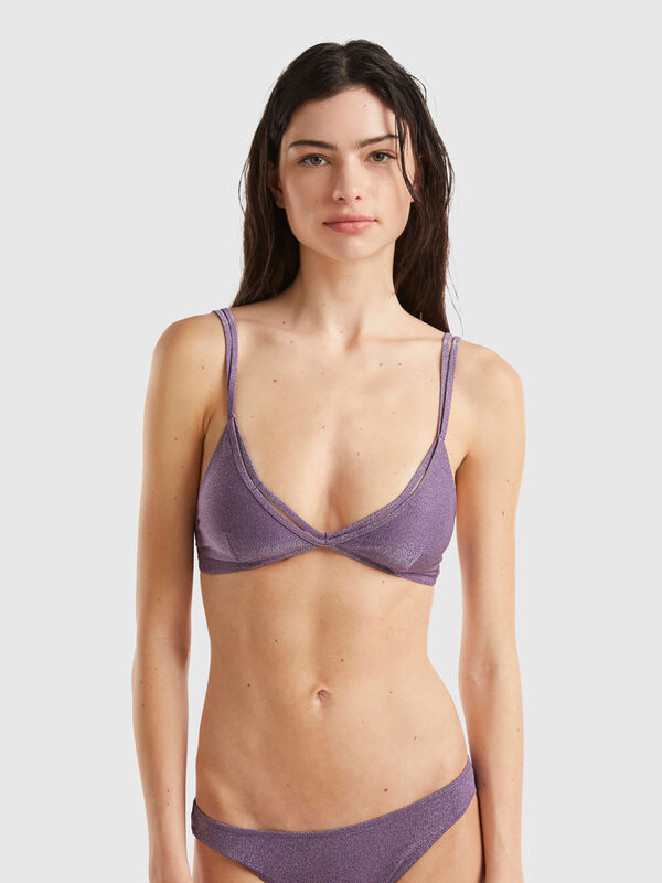 Triangle bikini top with lurex Women