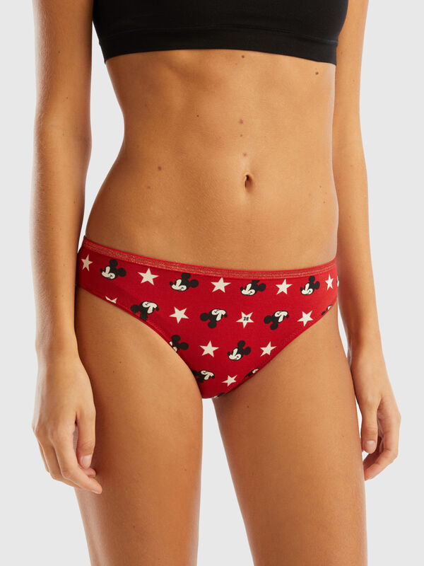 Roter Mickey Mouse-Slip mit Lurex