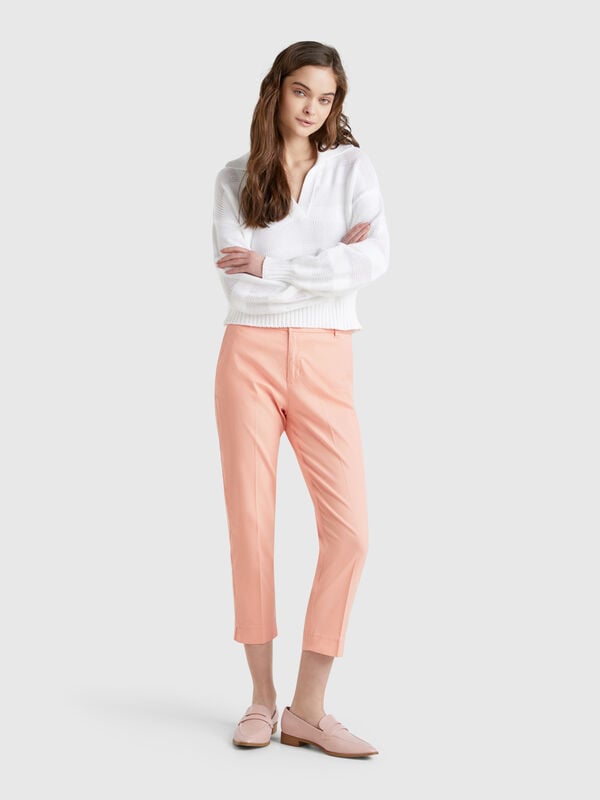 Chino cropped in cotone stretch Donna