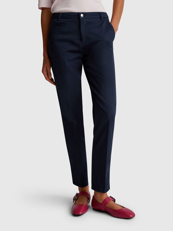 Beige slim fit cotton chinos Women