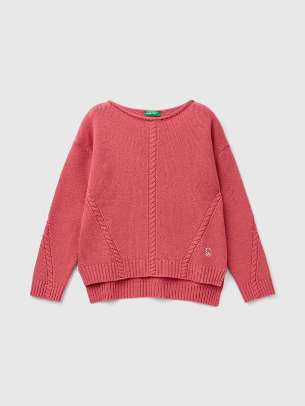 Pull torsadé en laine mélangée Filles