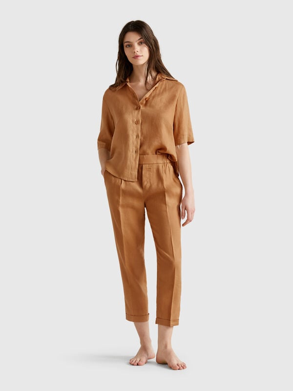 Kurze Hose aus 100 % Leinen Damen