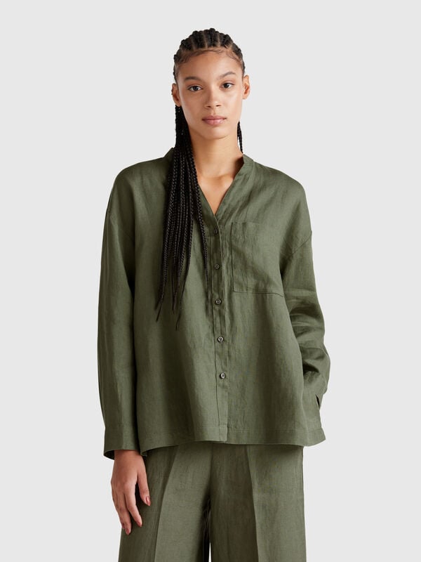 Camicia over in puro lino Donna