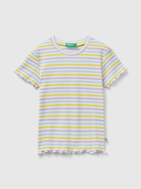 T-shirt rayé en coton stretch Filles