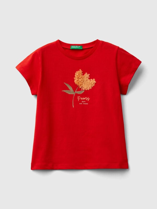 T-shirt con applicazione effetto petali Bambina