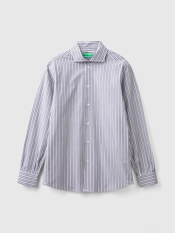 Chemise à rayures en coton stretch Homme