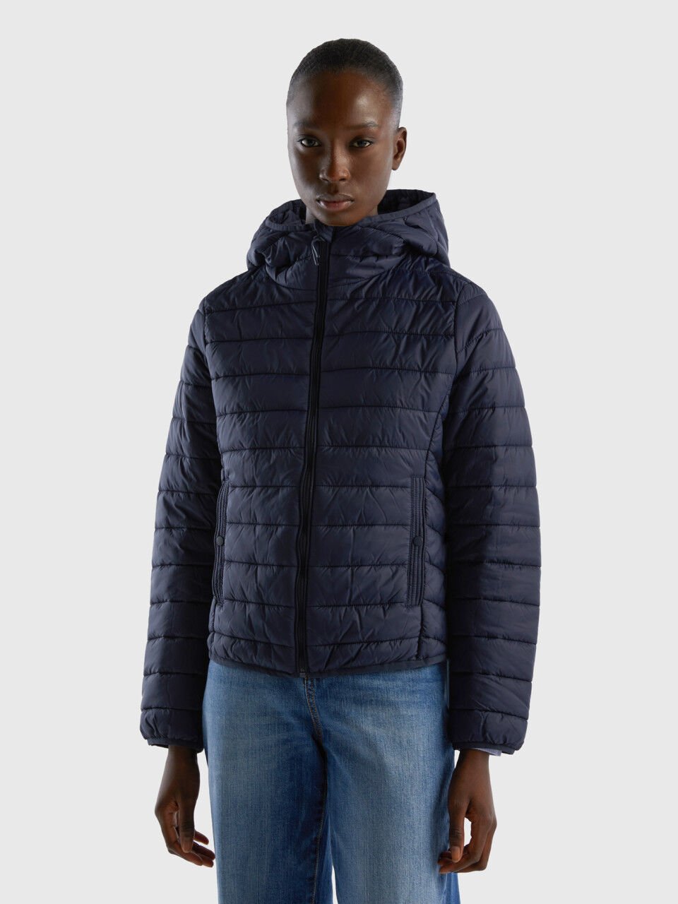 Puffer jacket with recycled wadding