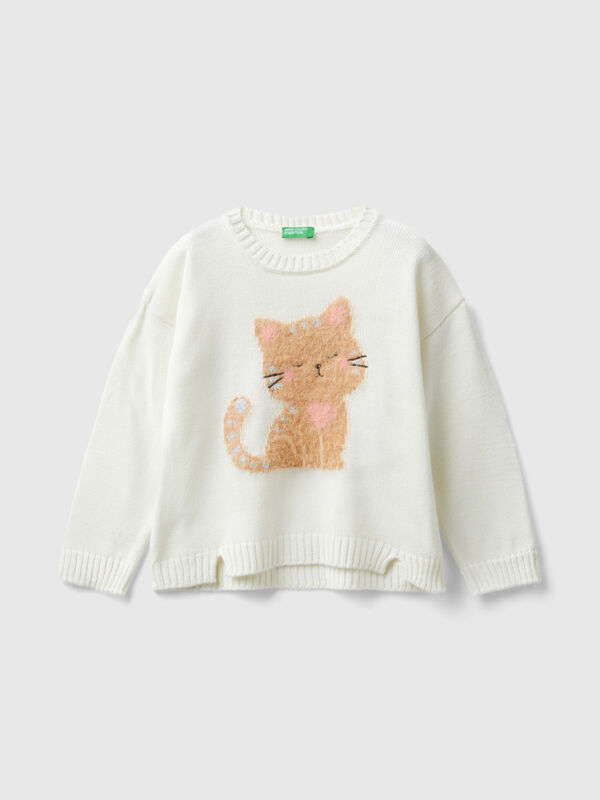 Sweater with cat inlay Junior Girl
