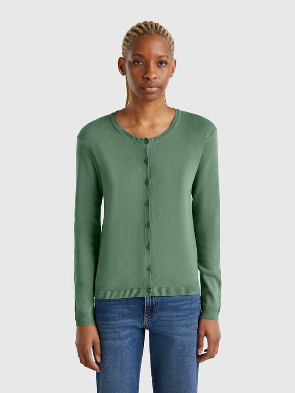 Gilet à col rond en pur coton Femme