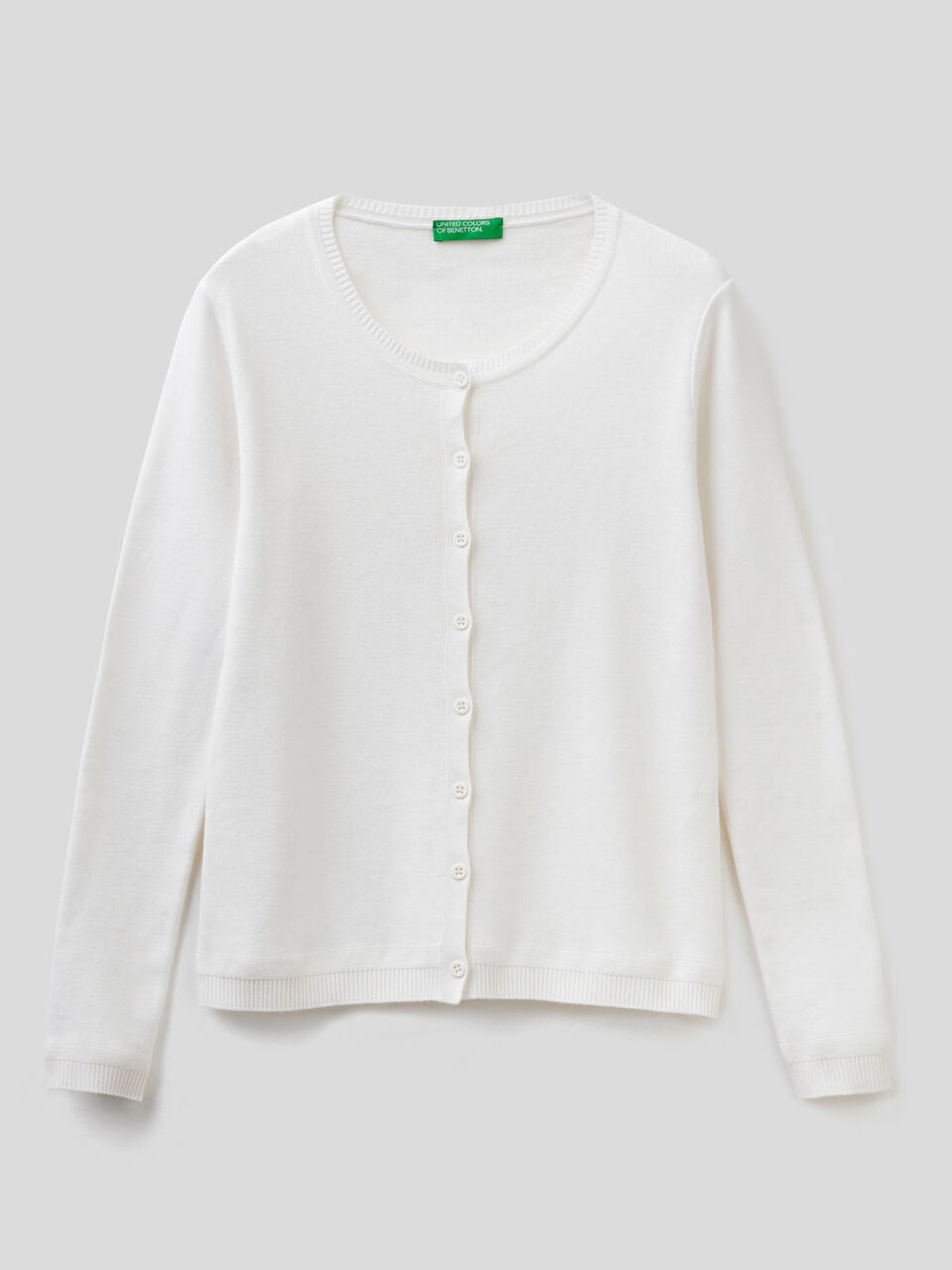 Cardigan girocollo in puro cotone image number 1