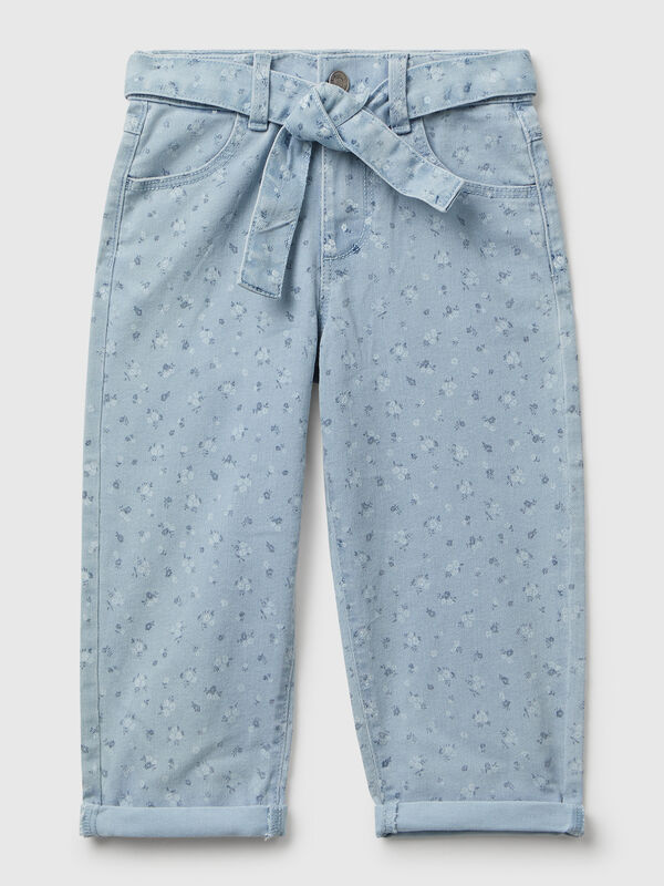 Jean fleuri avec ceinture Filles