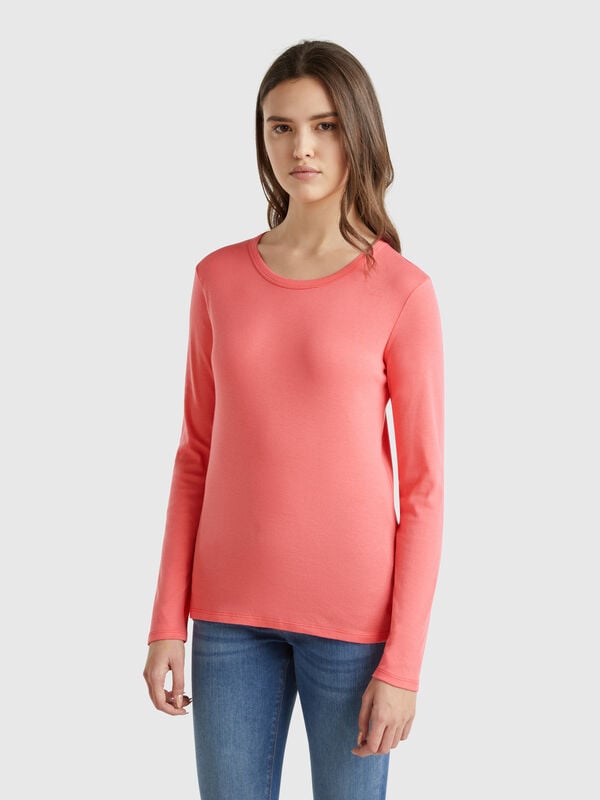 T-shirt à manches longues en pur coton Femme