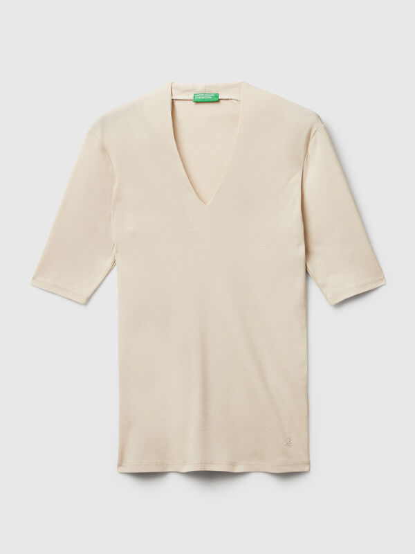 T-shirt slim fit in cotone a fibra lunga Donna