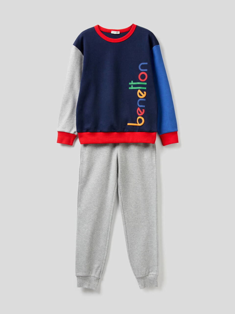 Pigiama color block in puro cotone image number 1