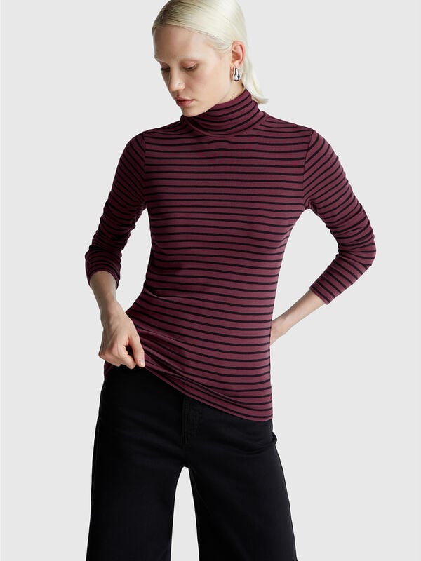 Striped turtleneck t-shirt Women