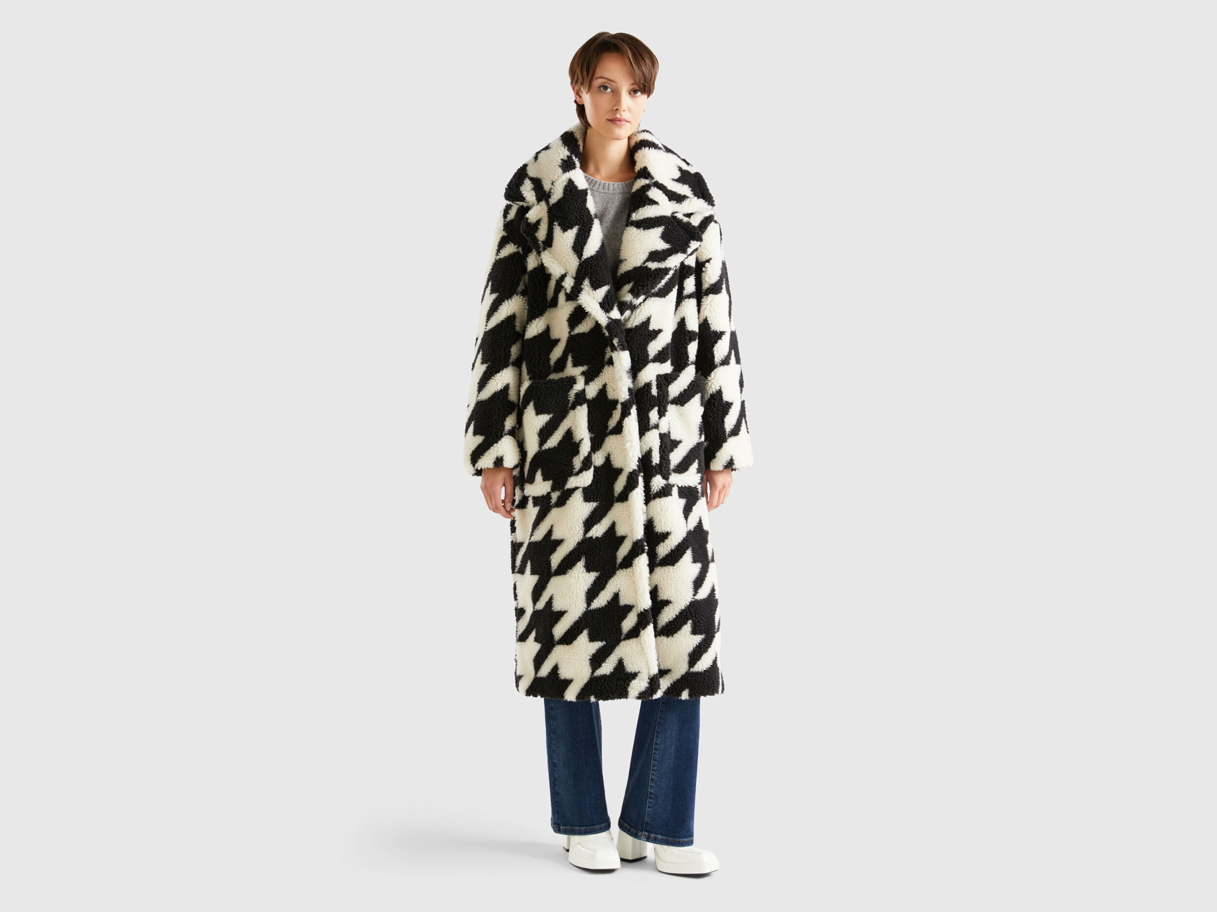 Checkered teddy deals coat