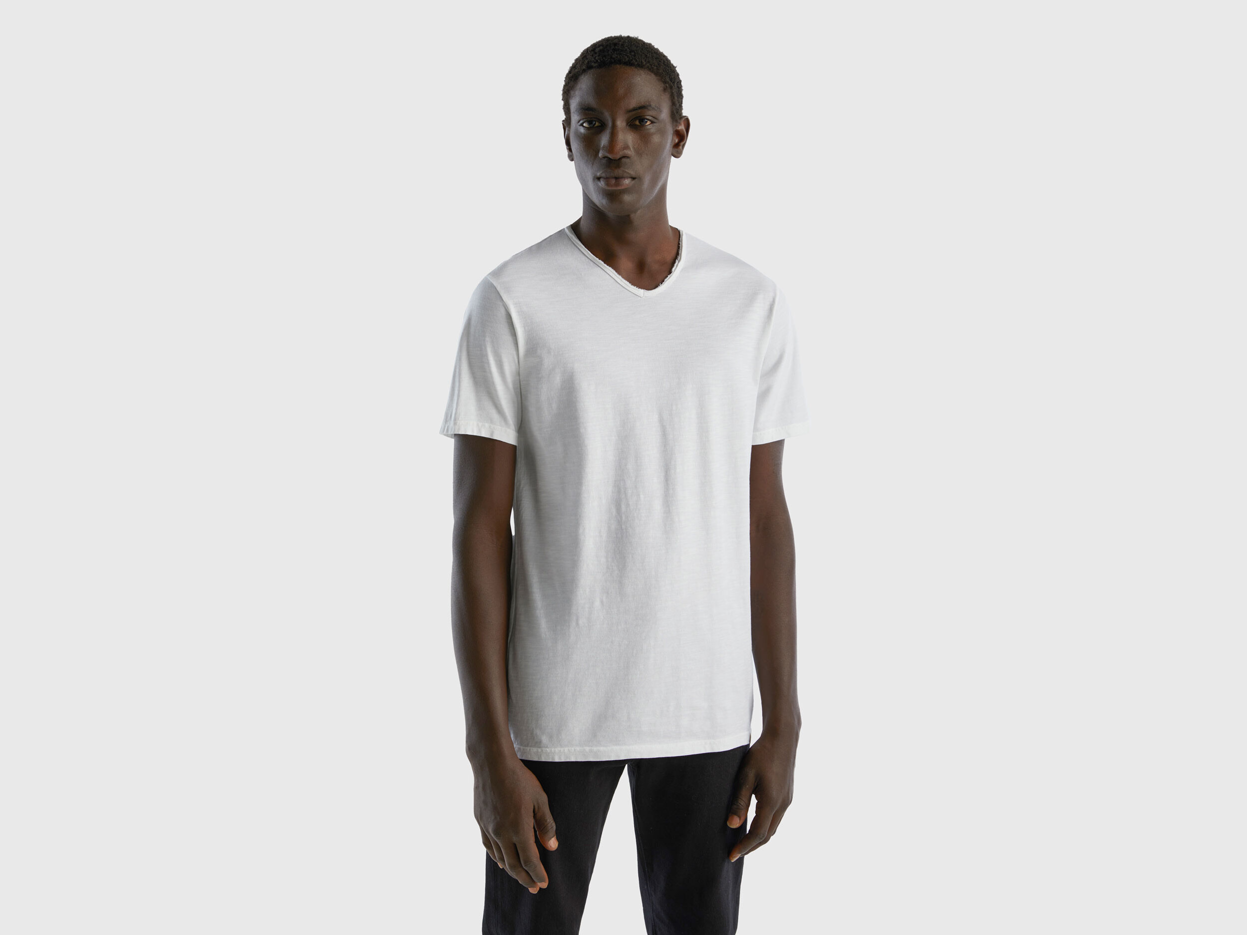 White v cheap neck shirt