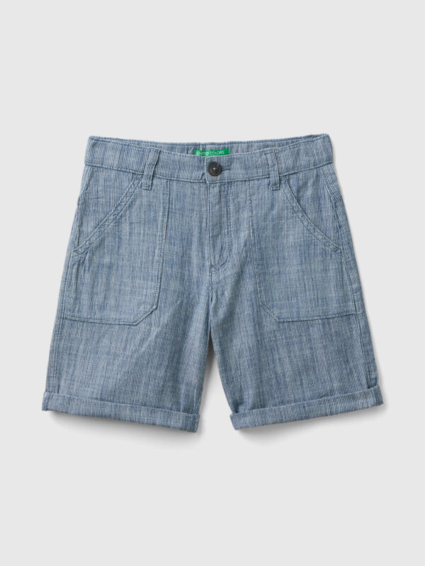 Shorts a righe in chambray Bambino