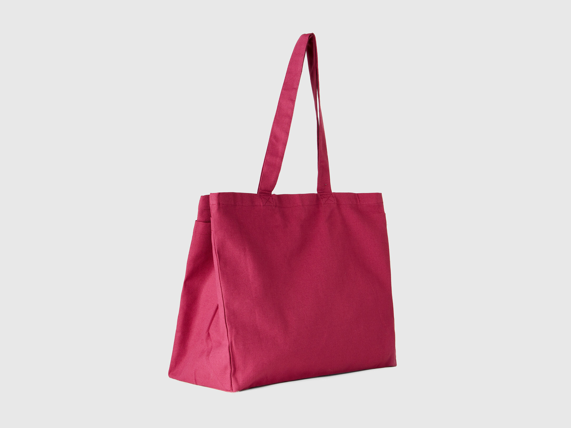 Burgundy tote bag in pure cotton image number 1