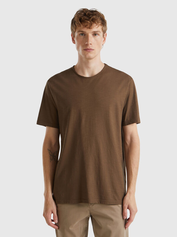 Coffee t-shirt in slub cotton Men