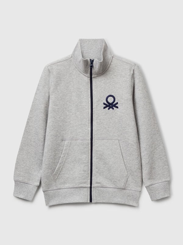 Sweat-shirt zippé en pur coton Garçon