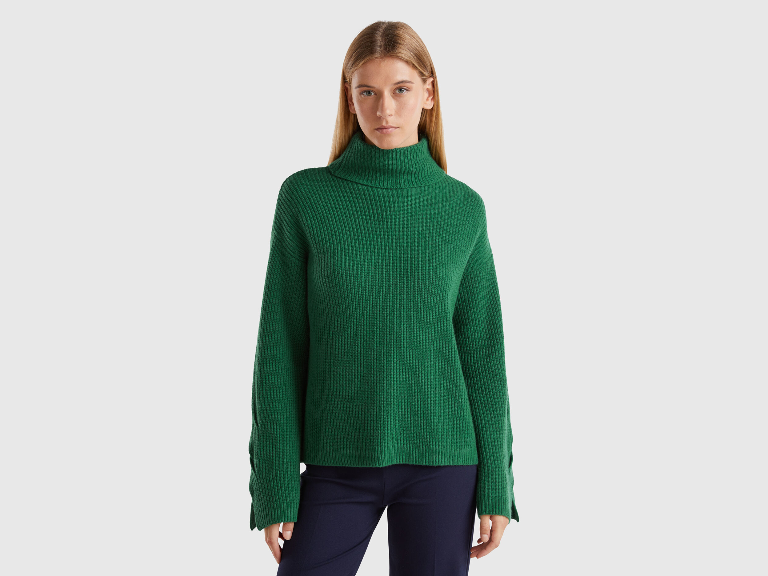Pull col roulé femme benetton new arrivals