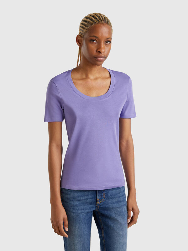T-shirt manica corta in cotone a fibra lunga Donna