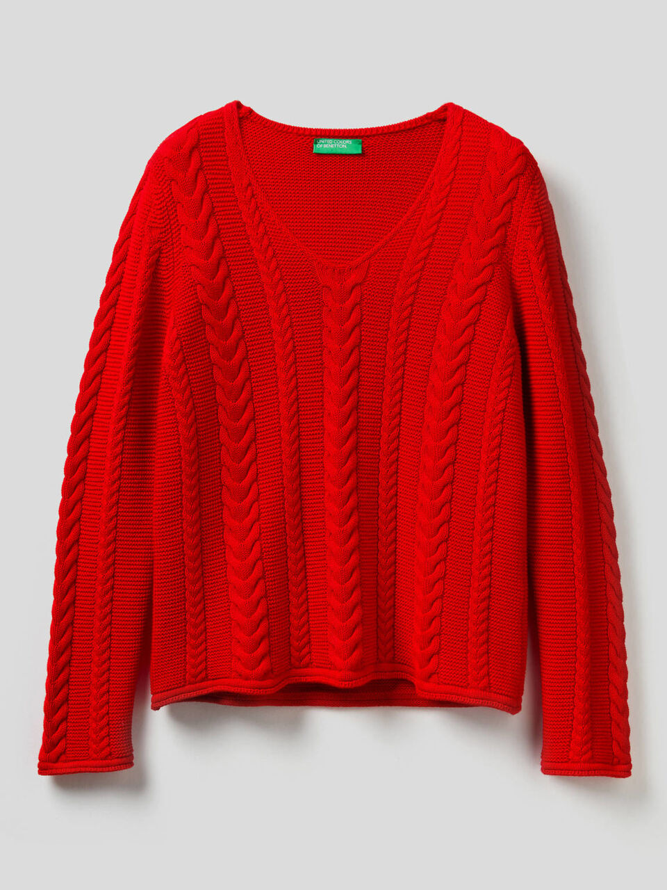 Pull à torsades en pur coton image number 1