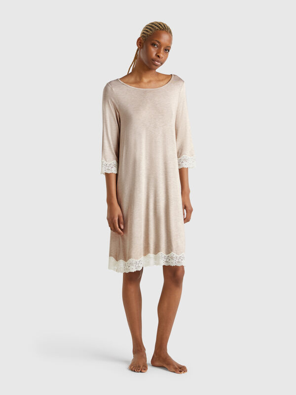 Camicia da notte con dettagli in pizzo Donna