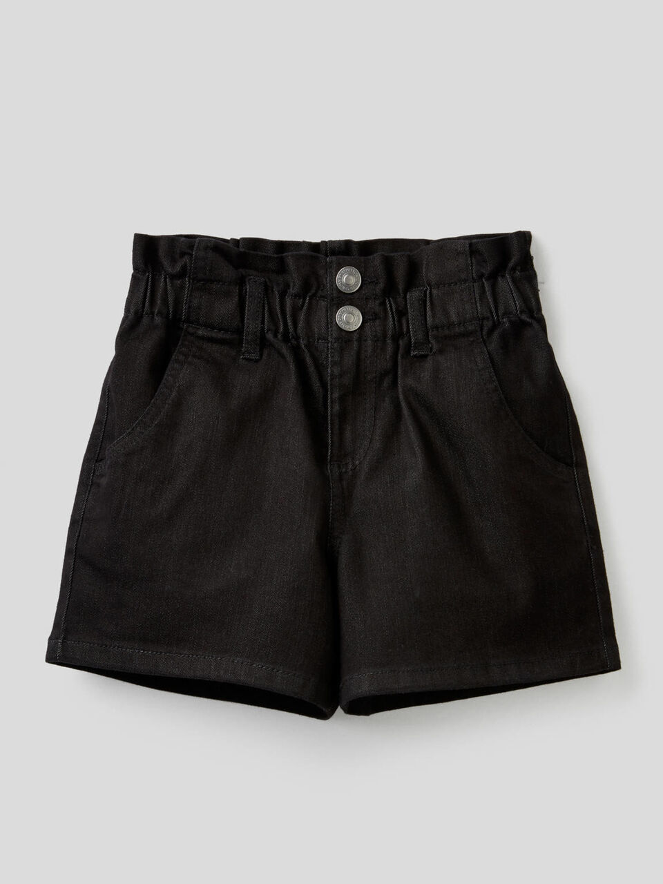 Shorts paperbag in denim color stretch image number 1