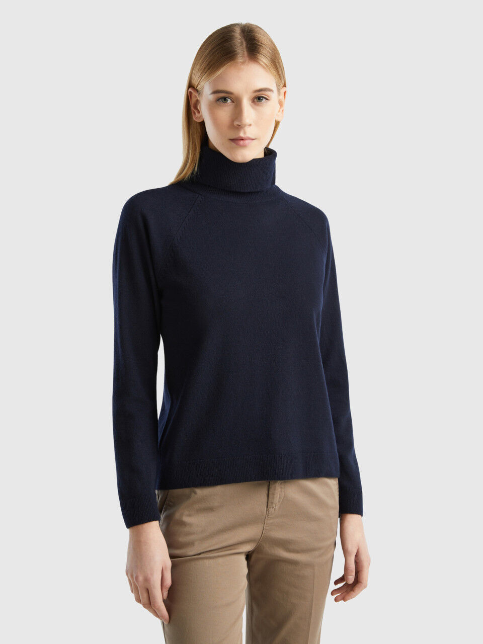 Pull col shop roulé benetton femme