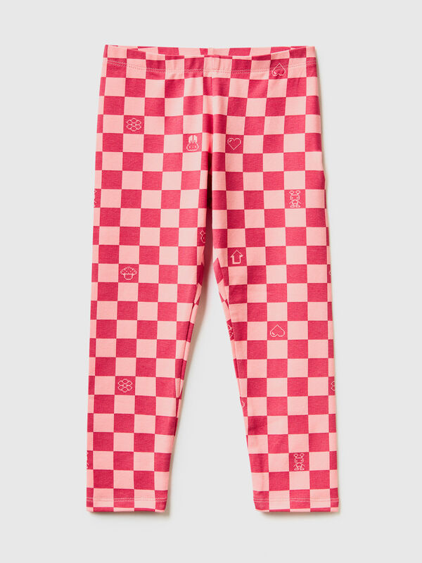 Patterned stretch cotton leggings