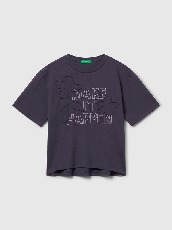 Maglietta con stampa e patch Bambina