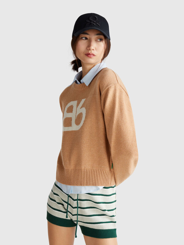 Crew neck sweater in wool blend Women